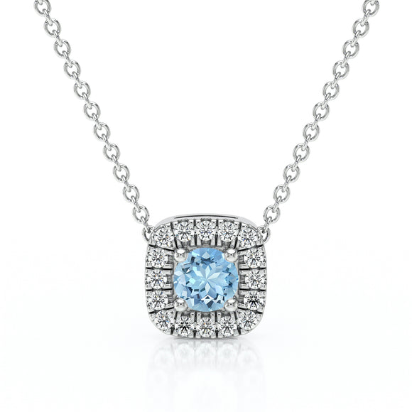 Collier aigue-marine entourage diamant Coup de Foudre - 1