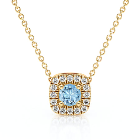 Collier aigue-marine entourage diamant Coup de Foudre - 1