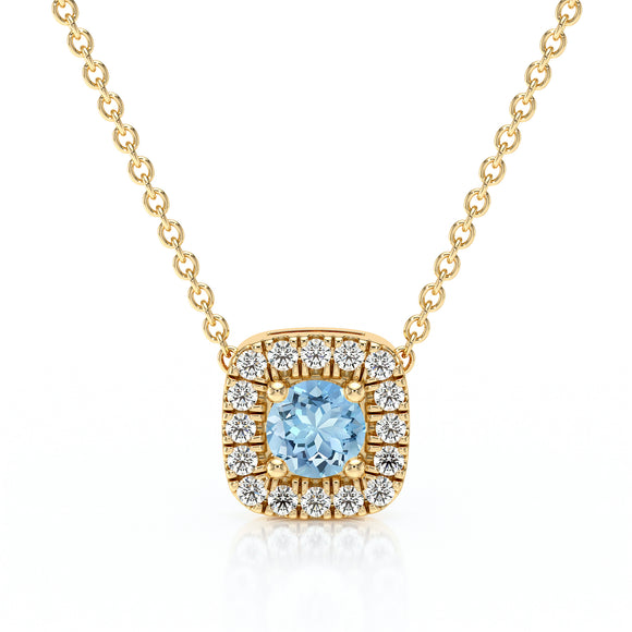 Collier aigue-marine entourage diamant Coup de Foudre - 1