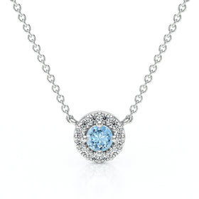 Collier aigue-marine entourage diamant Coup de Foudre - 2
