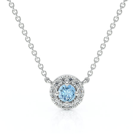 Collier aigue-marine entourage diamant Coup de Foudre - 2