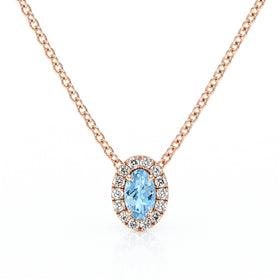 Collier aigue-marine entourage diamant Coup de Foudre - 3