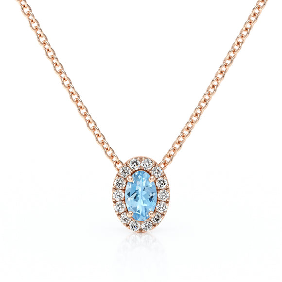 Collier aigue-marine entourage diamant Coup de Foudre - 3