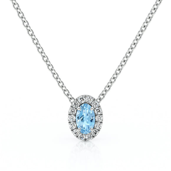 Collier aigue-marine entourage diamant Coup de Foudre - 3