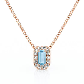 Collier aigue-marine entourage diamant Coup de Foudre - 4