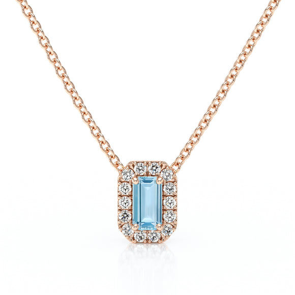 Collier aigue-marine entourage diamant Coup de Foudre - 4