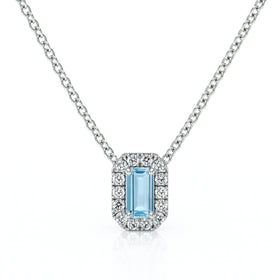 Collier aigue-marine entourage diamant Coup de Foudre - 4