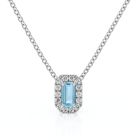 Collier aigue-marine entourage diamant Coup de Foudre - 4