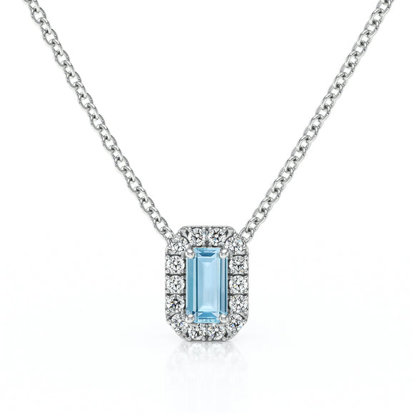 Collier aigue-marine entourage diamant Coup de Foudre - 4