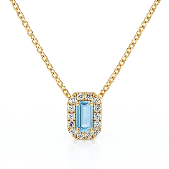 Collier aigue-marine entourage diamant Coup de Foudre - 4