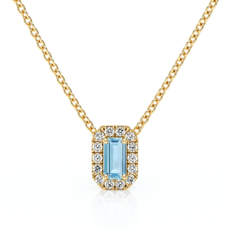 Collier aigue-marine entourage diamant Coup de Foudre - 4