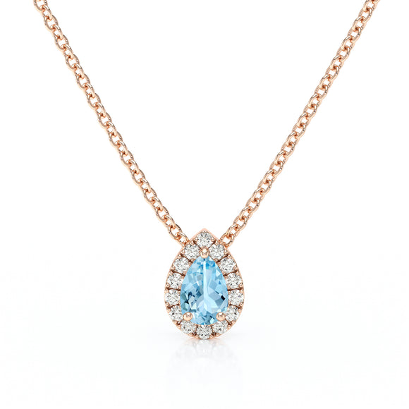 Collier aigue-marine entourage diamant Coup de Foudre - 5