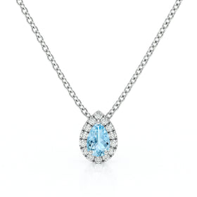 Collier aigue-marine entourage diamant Coup de Foudre - 5