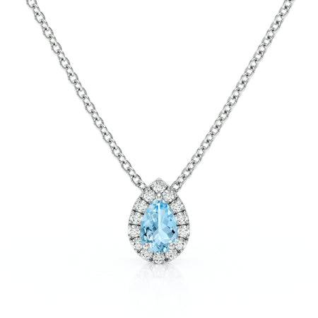 Collier aigue-marine entourage diamant Coup de Foudre - 5