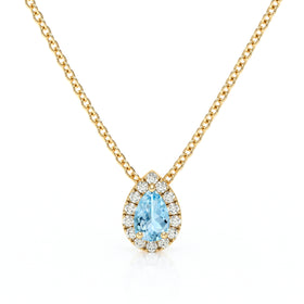 Collier aigue-marine entourage diamant Coup de Foudre - 5