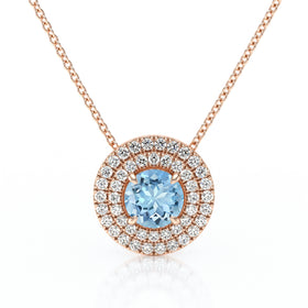 Collier entourage aigue-marine diamant Coup de Foudre - 6