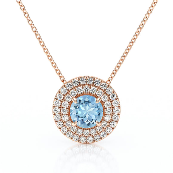 Collier entourage aigue-marine diamant Coup de Foudre - 6