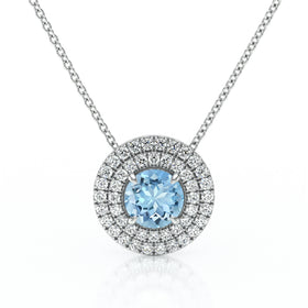 Collier entourage aigue-marine diamant Coup de Foudre - 6