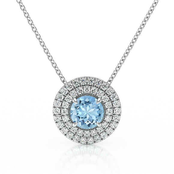 Collier entourage aigue-marine diamant Coup de Foudre - 6
