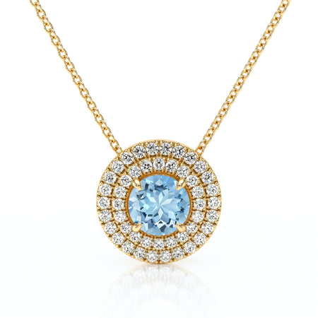 Collier entourage aigue-marine diamant Coup de Foudre - 6