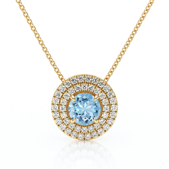 Collier entourage aigue-marine diamant Coup de Foudre - 6