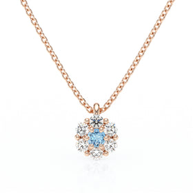 Collier entourage aigue-marine diamant Pour la Vie - 9