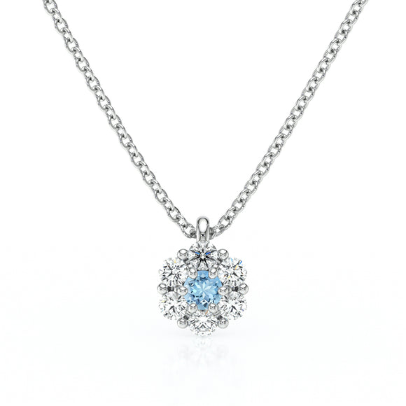 Collier entourage aigue-marine diamant Pour la Vie - 9