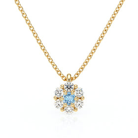 Collier entourage aigue-marine diamant Pour la Vie - 9