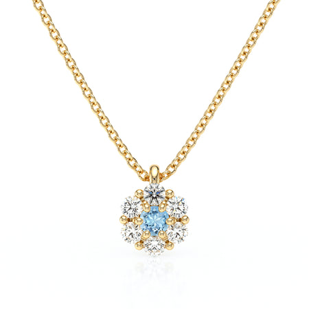 Collier entourage aigue-marine diamant Pour la Vie - 9