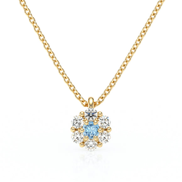 Collier entourage aigue-marine diamant Pour la Vie - 9