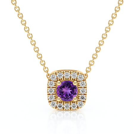 Collier améthyste entourage diamant Coup de Foudre - 1