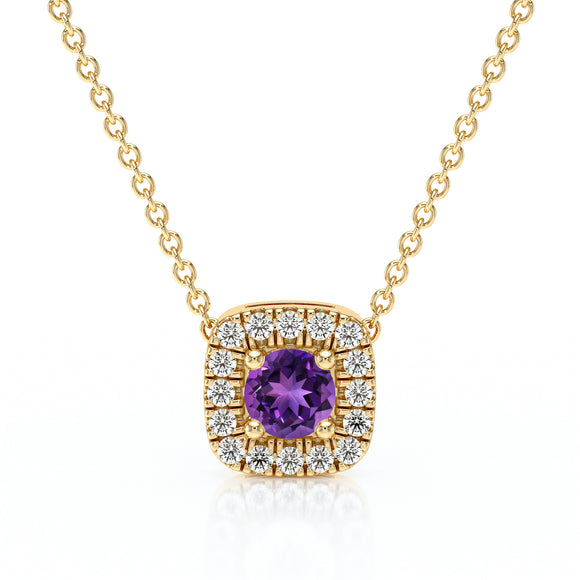 Collier améthyste entourage diamant Coup de Foudre - 1