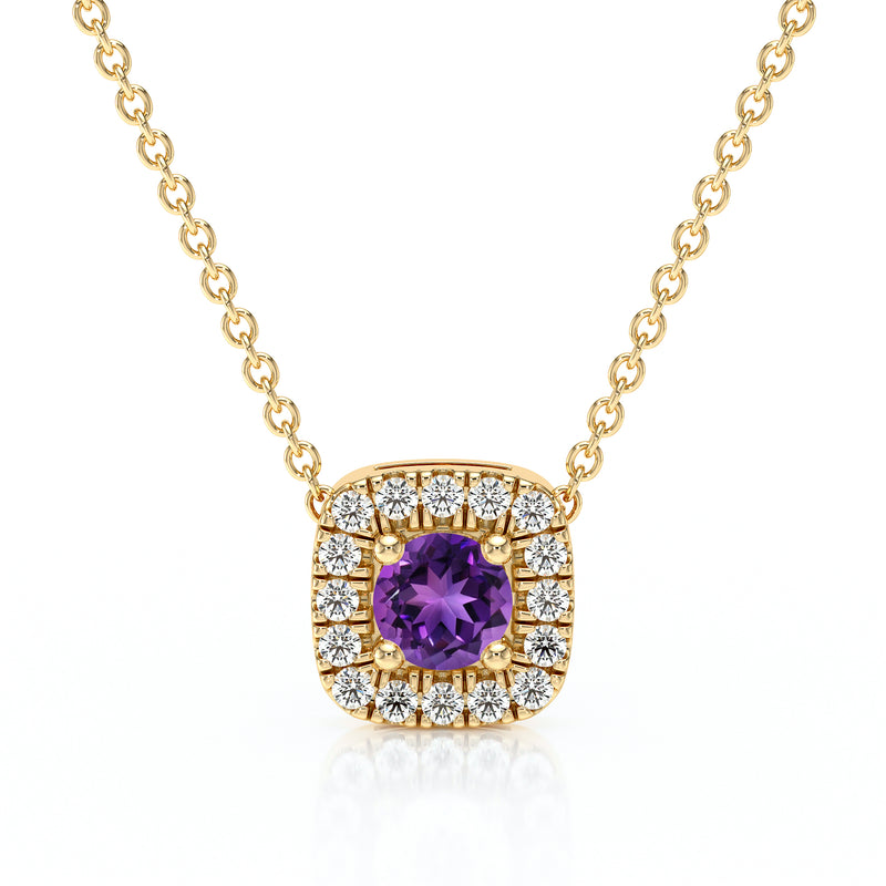 Collier améthyste entourage diamant Coup de Foudre - 1