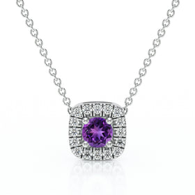 Collier améthyste entourage diamant Coup de Foudre - 1