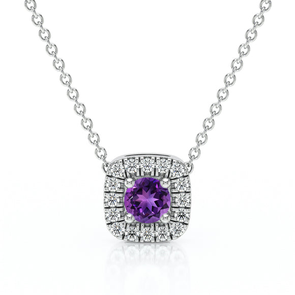 Collier améthyste entourage diamant Coup de Foudre - 1