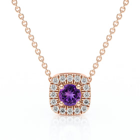 Collier améthyste entourage diamant Coup de Foudre - 1