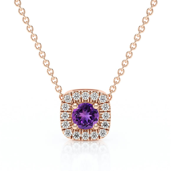 Collier améthyste entourage diamant Coup de Foudre - 1