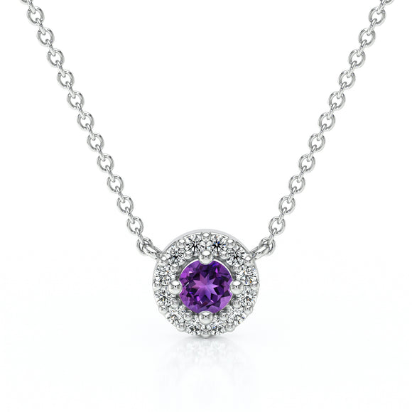 Collier améthyste entourage diamant Coup de Foudre - 2