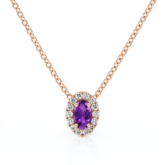 Collier améthyste entourage diamant Coup de Foudre - 3