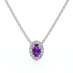 Collier améthyste entourage diamant Coup de Foudre - 3