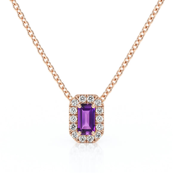 Collier améthyste entourage diamant Coup de Foudre - 4
