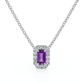 Collier améthyste entourage diamant Coup de Foudre - 4