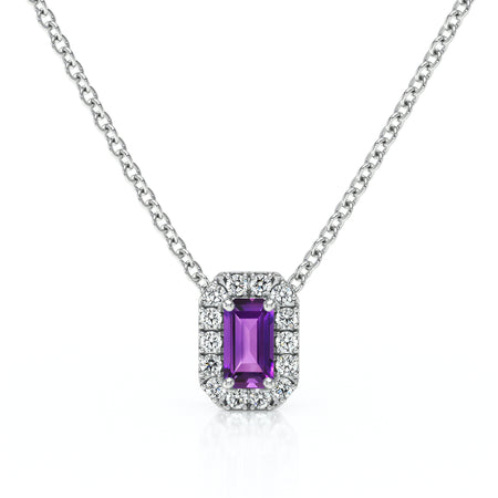 Collier améthyste entourage diamant Coup de Foudre - 4