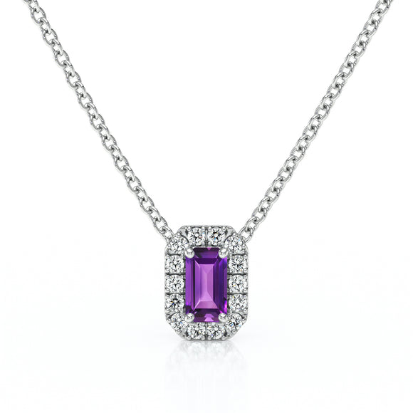 Collier améthyste entourage diamant Coup de Foudre - 4