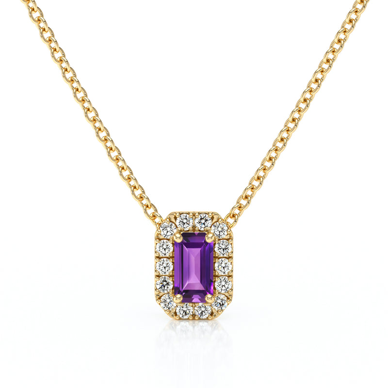 Collier améthyste entourage diamant Coup de Foudre - 4