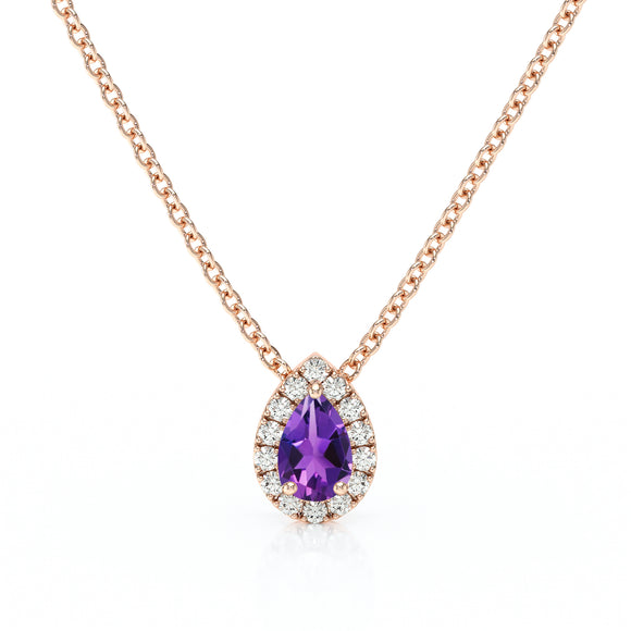 Collier améthyste entourage diamant Coup de Foudre - 5