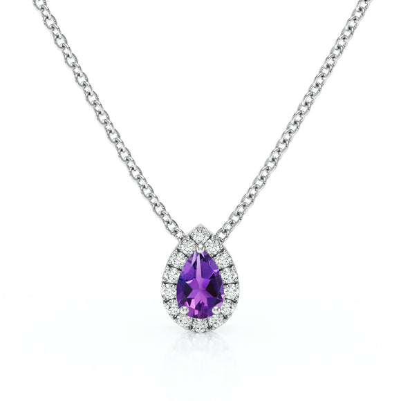 Collier améthyste entourage diamant Coup de Foudre - 5