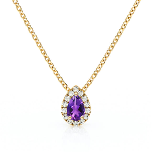 Collier améthyste entourage diamant Coup de Foudre - 5