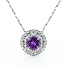 Collier entourage améthyste diamant Coup de Foudre - 6