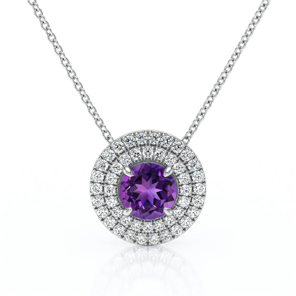 Collier entourage améthyste diamant Coup de Foudre - 6